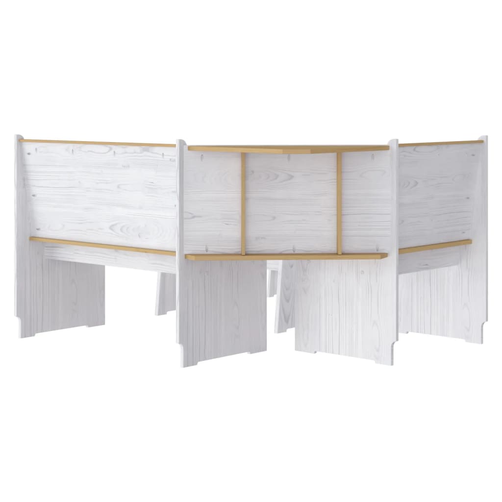 Set da Pranzo 3pz REINE Marrone ambra e Bianco in Legno di Pino