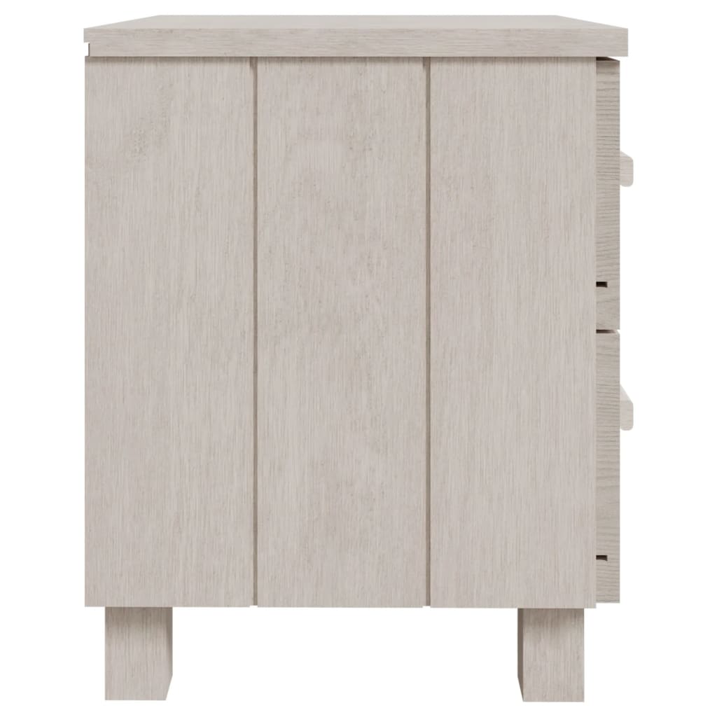 Comodino HAMAR Bianco 40x35x44,5 cm in Legno Massello di Pino