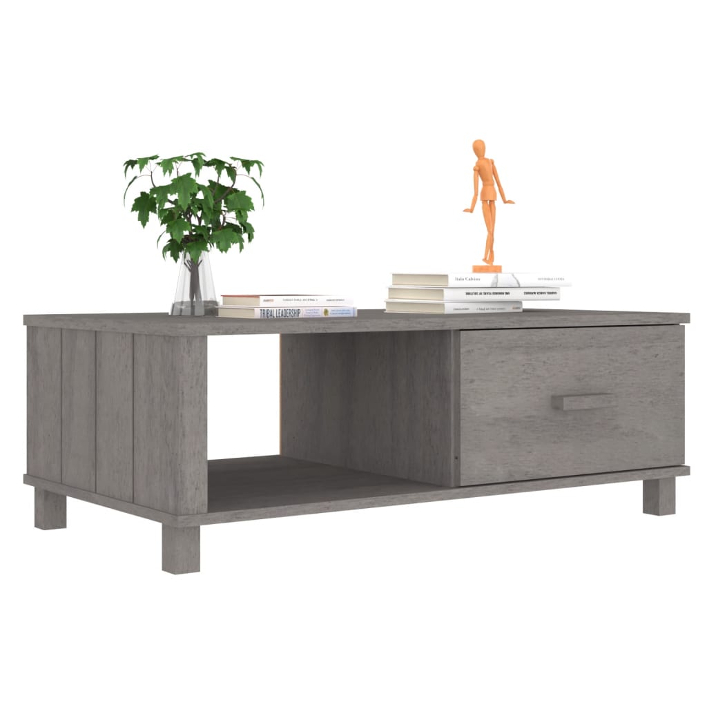 Tavolino HAMAR Grigio Chiaro 100x55x35cm Legno Massello di Pino