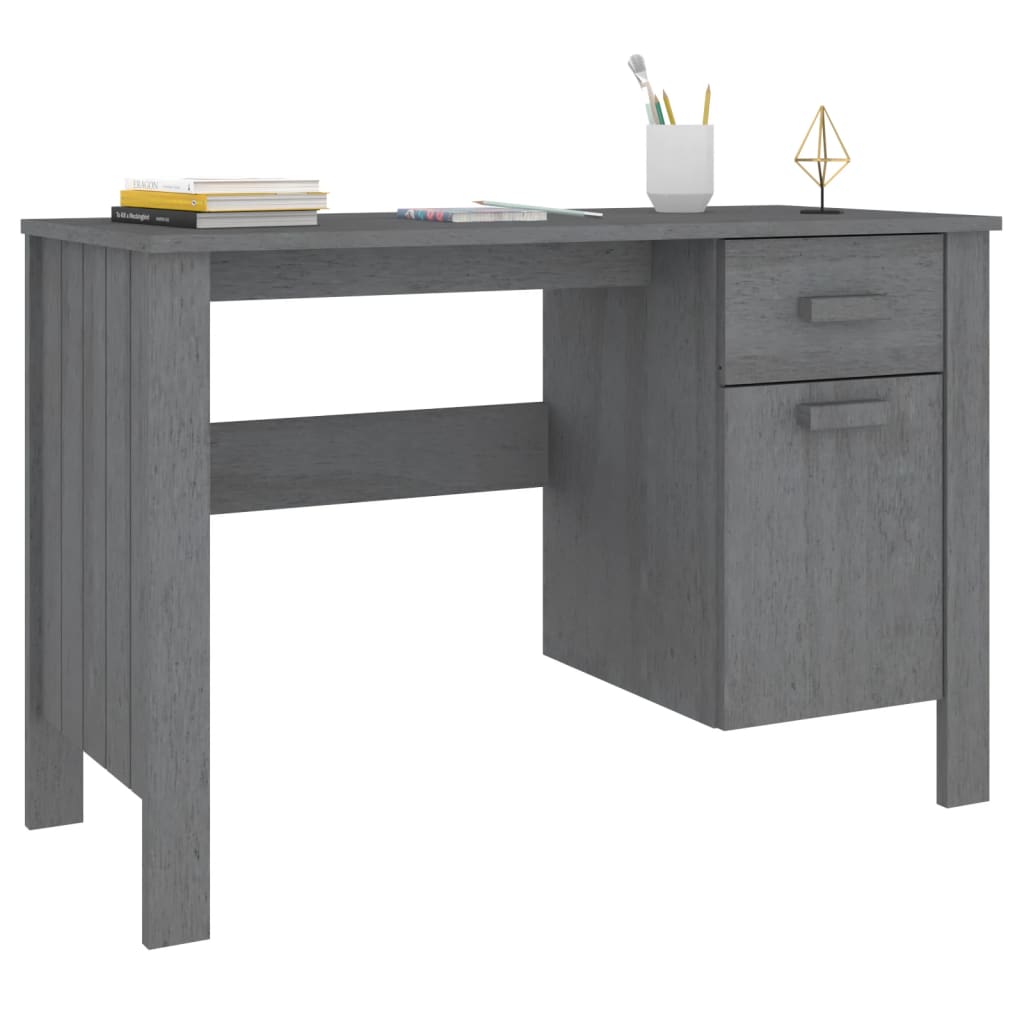 Scrivania HAMAR Grigio Scuro 113x50x75 cm in Legno di Pino