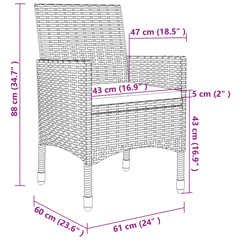 Set Mobili da Pranzo da Giardino 9pz e Cuscini Polyrattan Beige