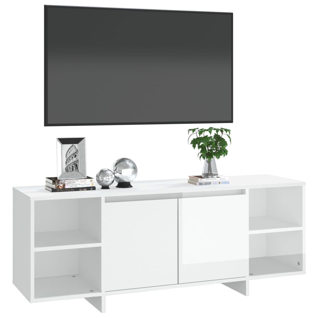 Mobile TV Bianco Lucido 130x35x50 cm in Truciolato