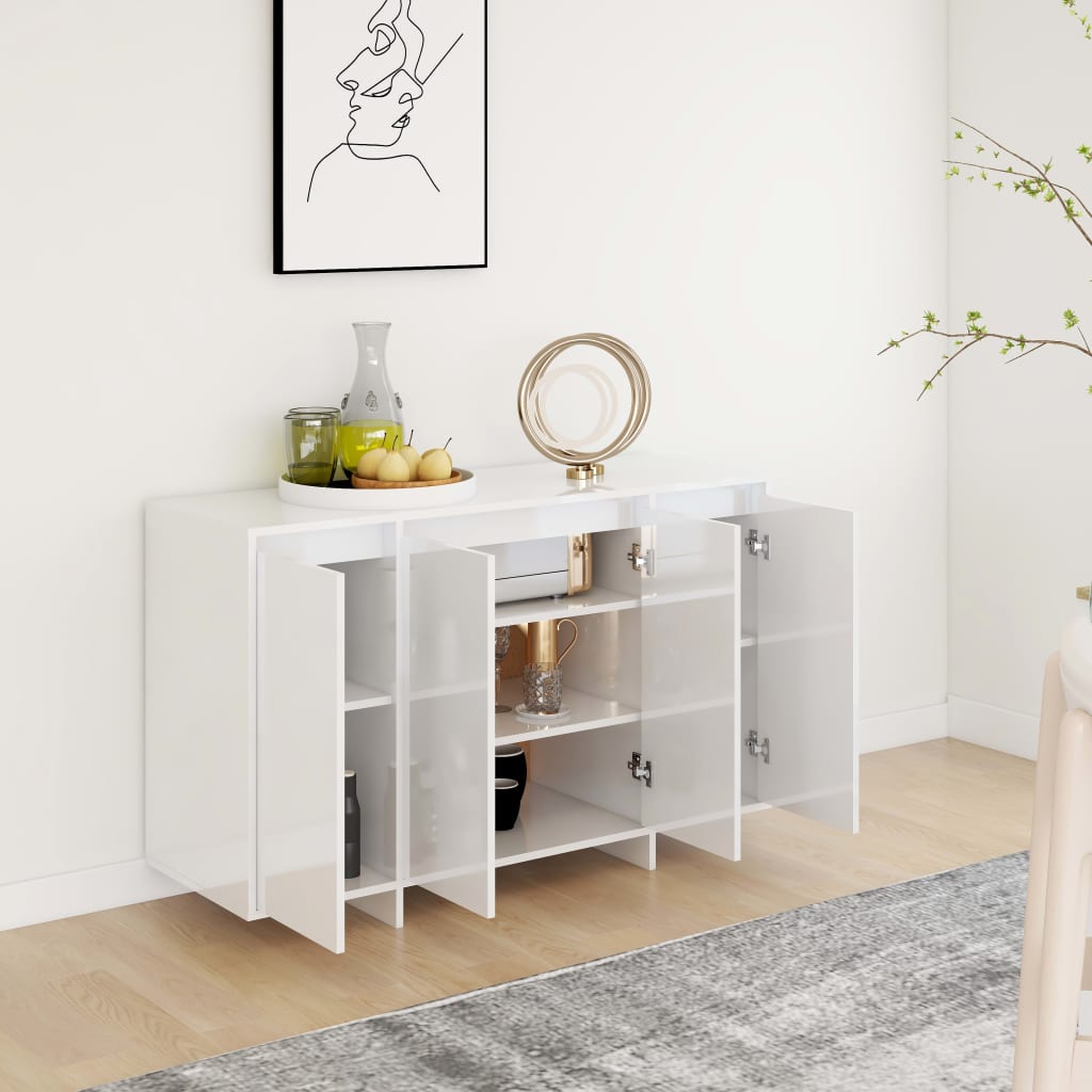 Credenza Bianco Lucido 120x41x75 cm in Truciolato