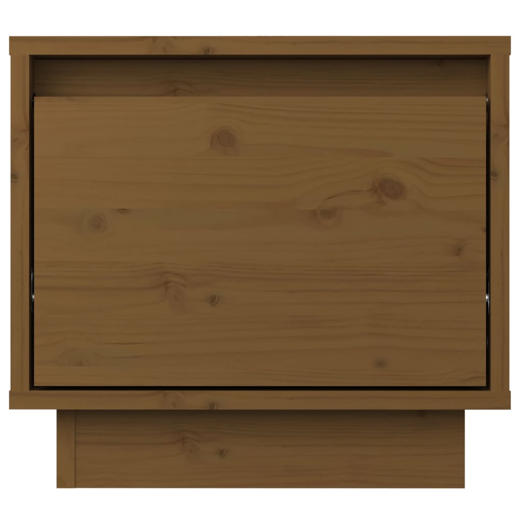 Comodino Marrone Ambrato 35x34x32 cm in Legno Massello di Pino
