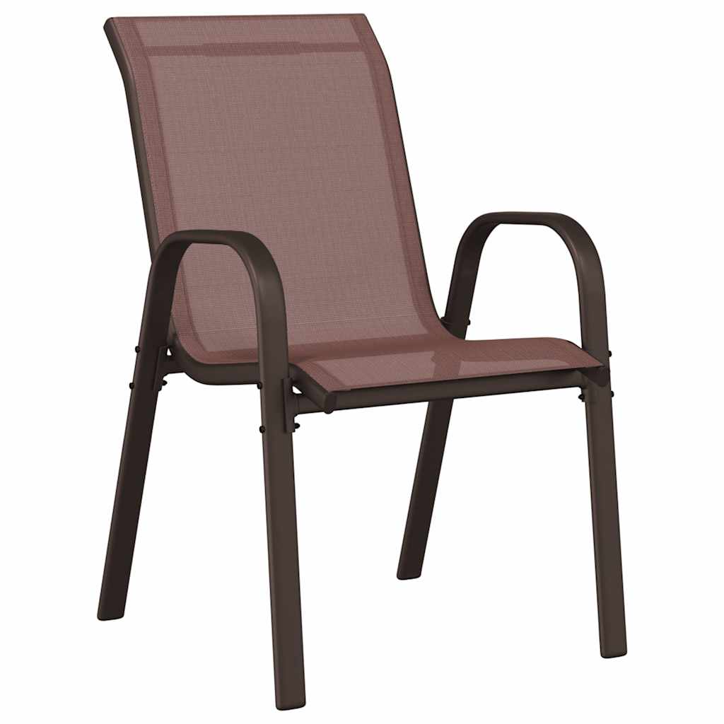 Sedie da Giardino Impilabili 4 pz in Tessuto Textilene Marrone