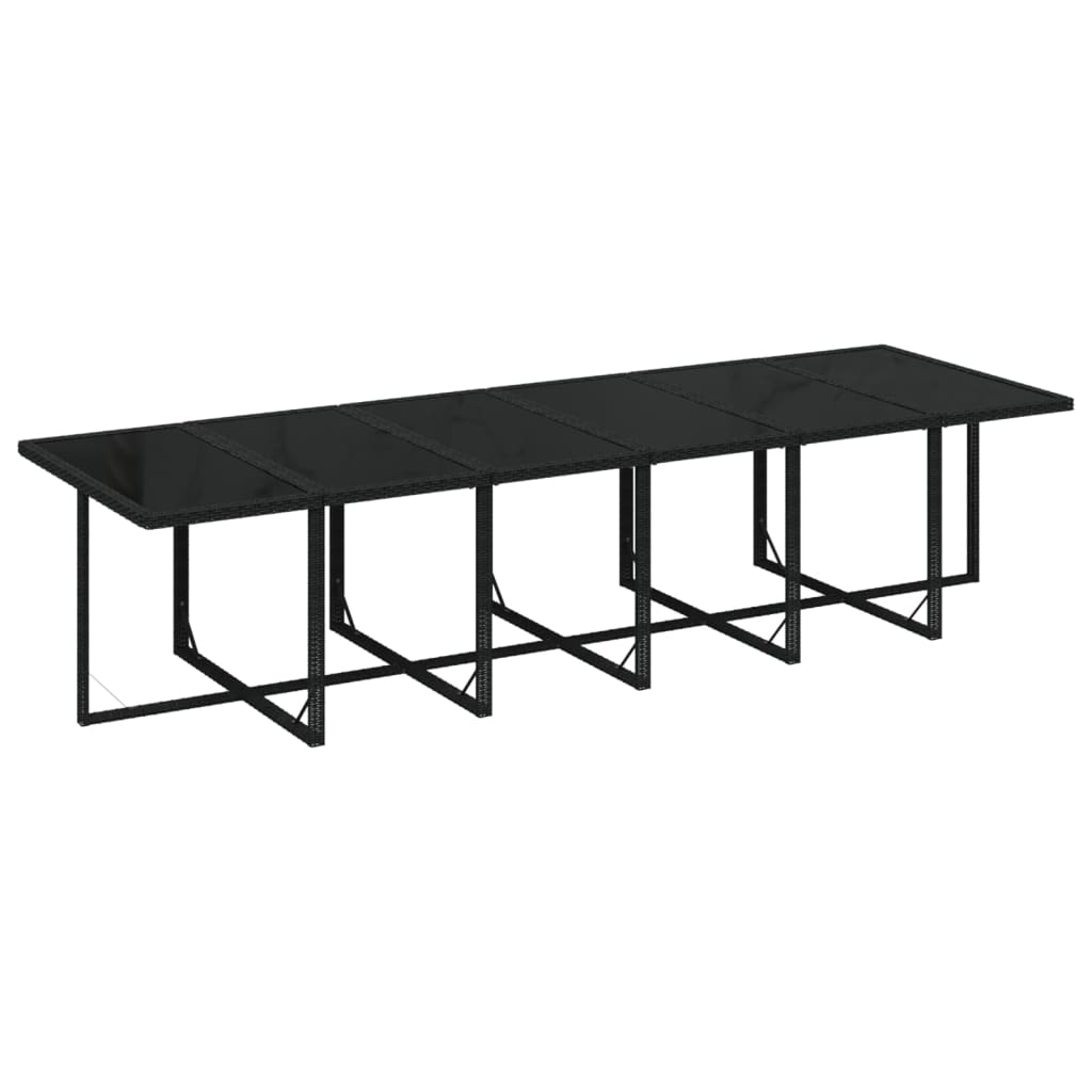 Set da Pranzo per Giardino 17 pz con Cuscini in Polyrattan Nero