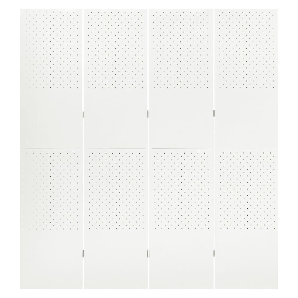 Paravento a 4 Pannelli 2 pz Bianco 160x180 cm in Acciaio