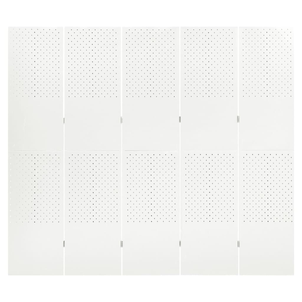 Paravento a 5 Pannelli 2 pz Bianco 200x180 cm in Acciaio