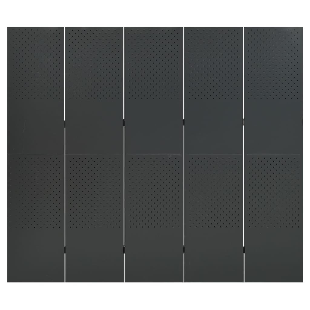 Paravento a 5 Pannelli 2 pz Antracite 200x180 cm in Acciaio