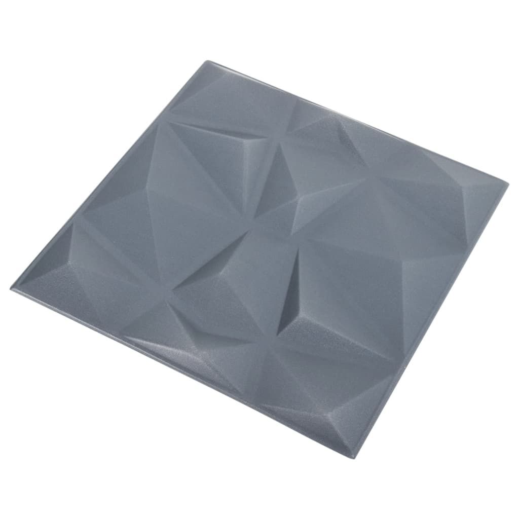 Pannelli Murali 3D 12 pz 50x50 cm Grigi a Diamante 3 m²