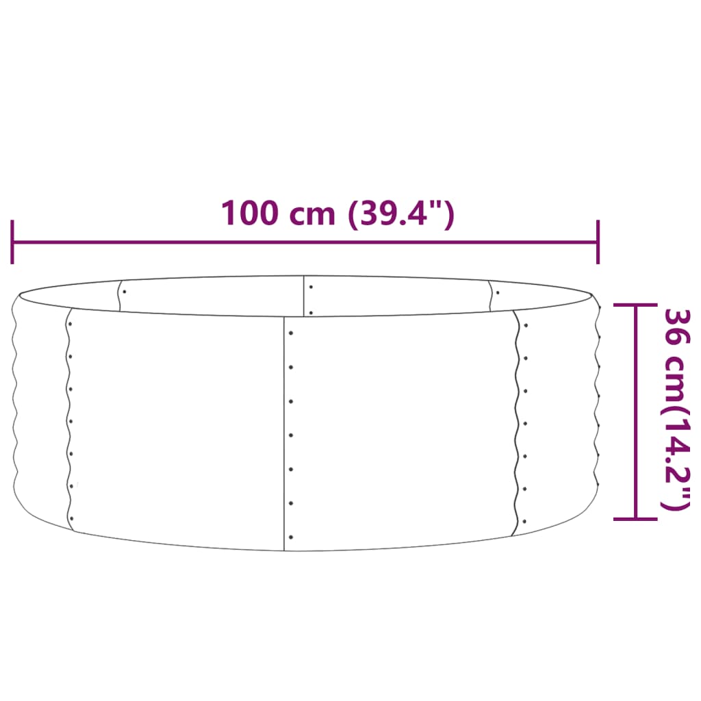 Letto Giardino Acciaio Verniciato Polvere 100x100x36 cm Argento