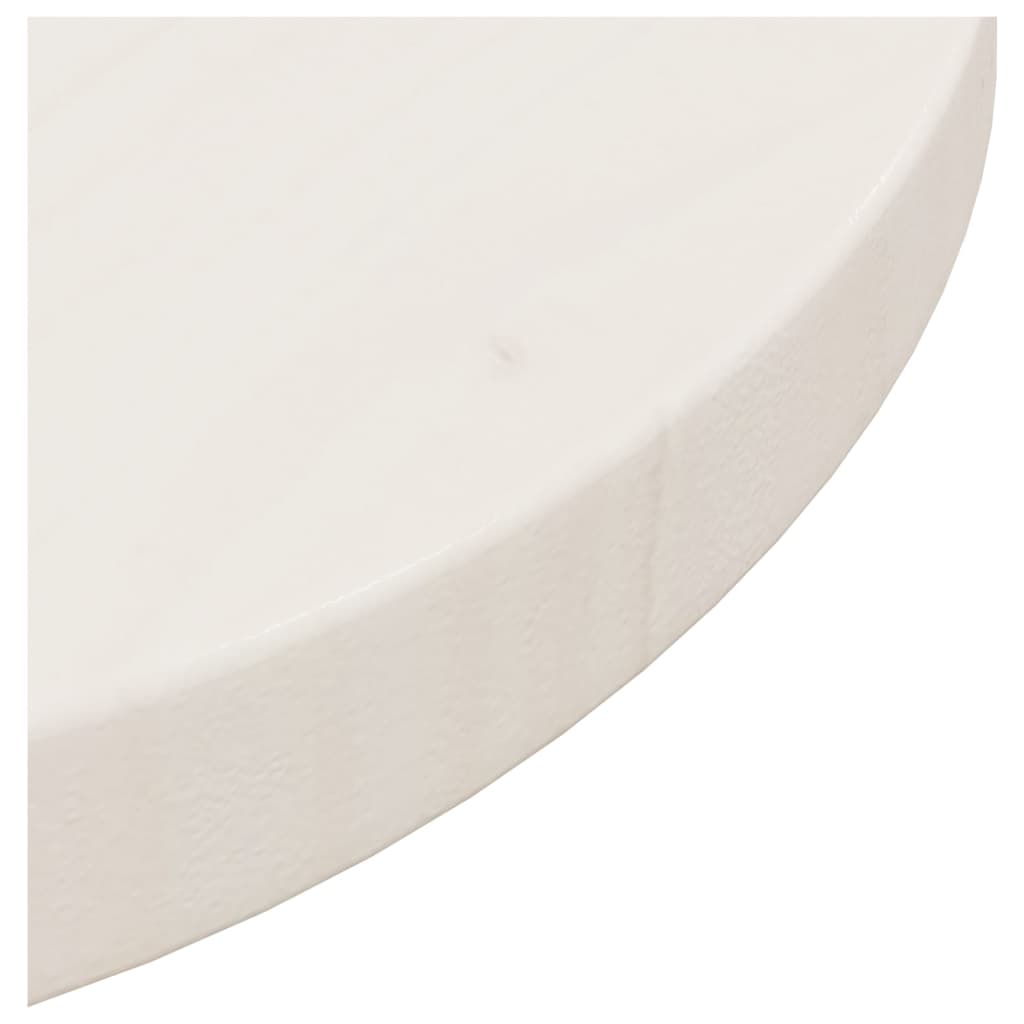 Piano Tavolo Bianco Ø30x2,5 cm in Legno Massello di Pino