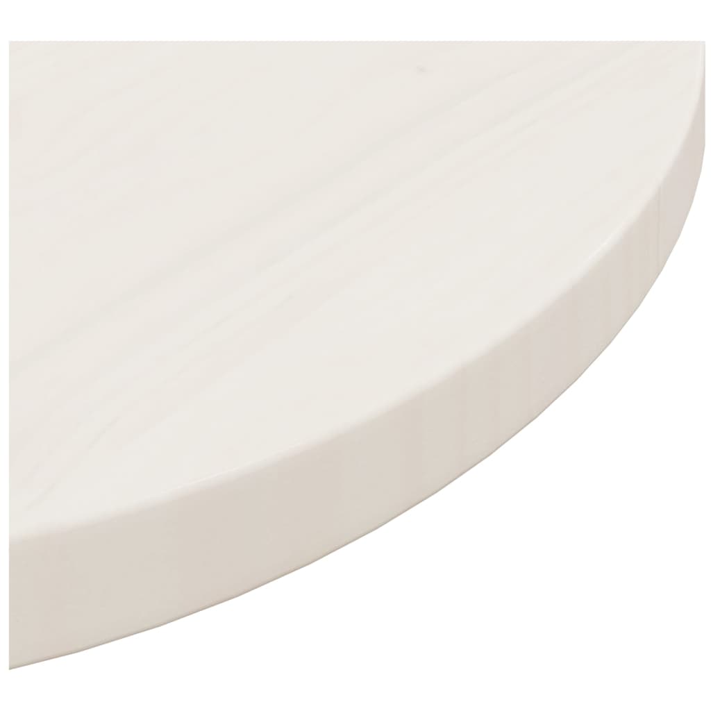 Piano Tavolo Bianco Ø50x2,5 cm in Legno Massello di Pino