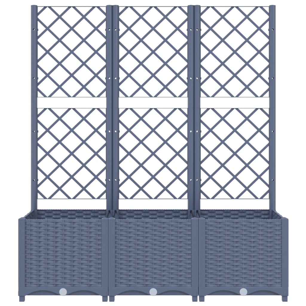 Fioriera da Giardino con Graticcio Grigio Blu 120x40x136 cm PP