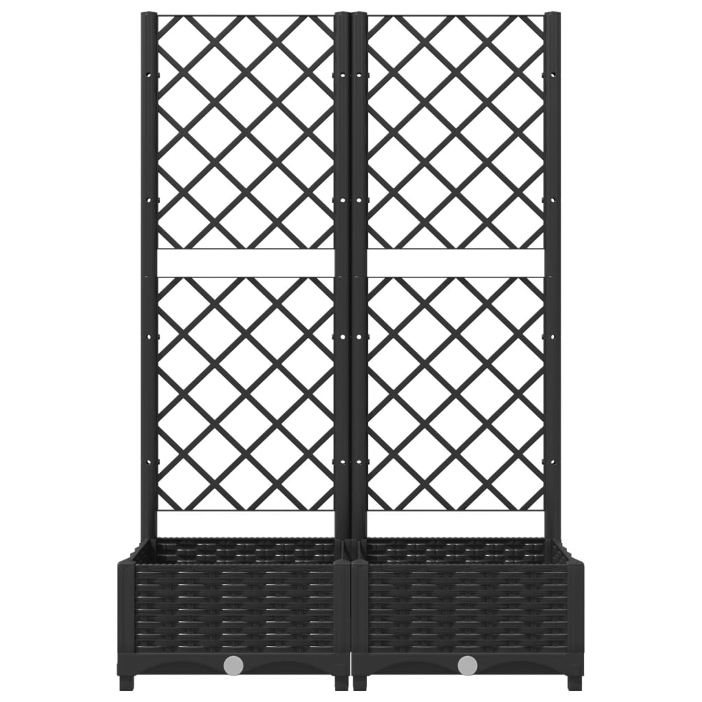Fioriera da Giardino con Graticcio Nero 80x40x121,5 cm in PP