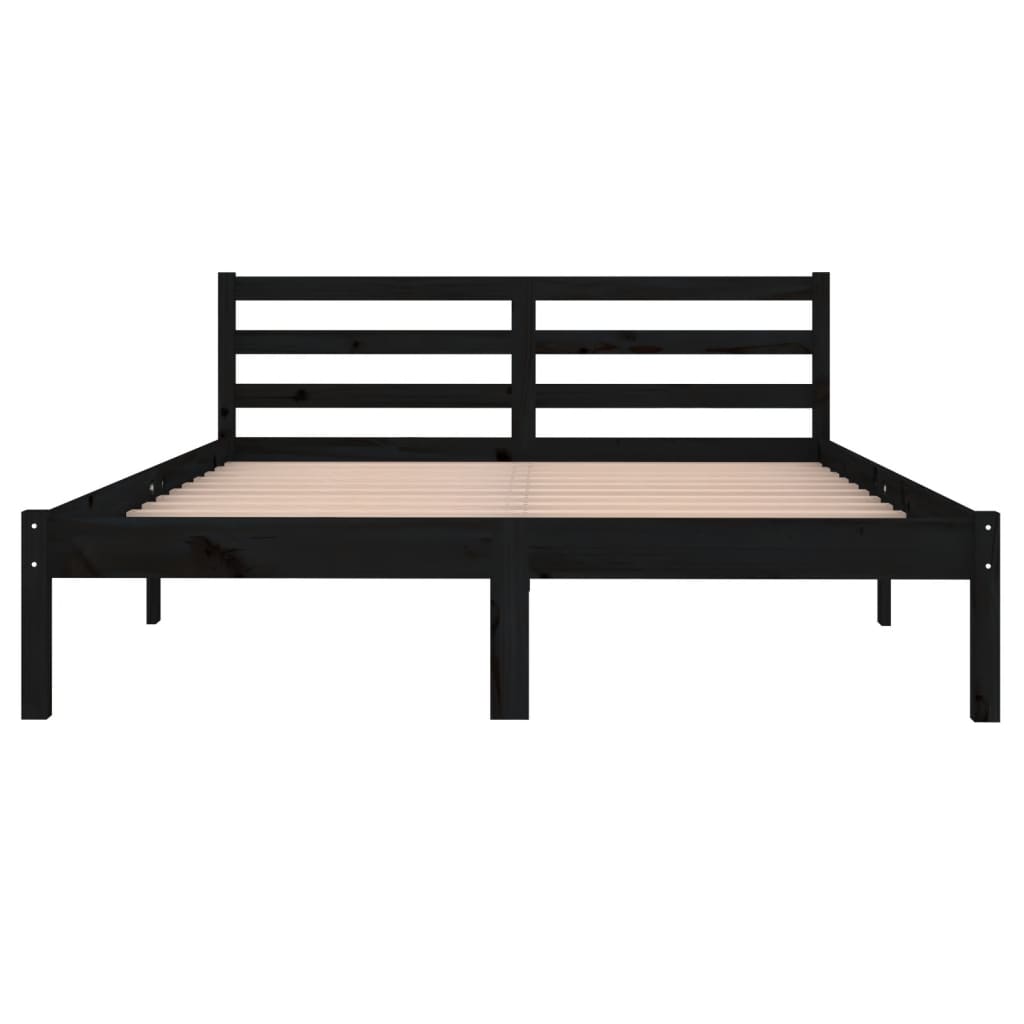 Telaio Letto in Legno Massello di Pino 140x200 cm Nero