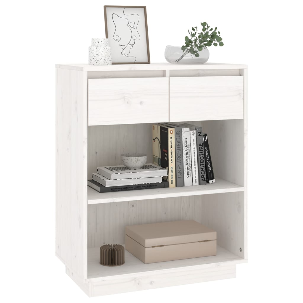 Mobile Consolle Bianco 60x34x75 cm in Legno Massello di Pino
