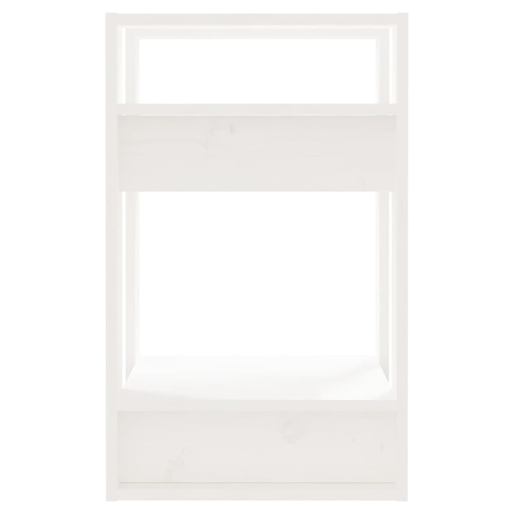 Libreria/Divisorio Bianco 41x35x57 cm in Legno Massello di Pino