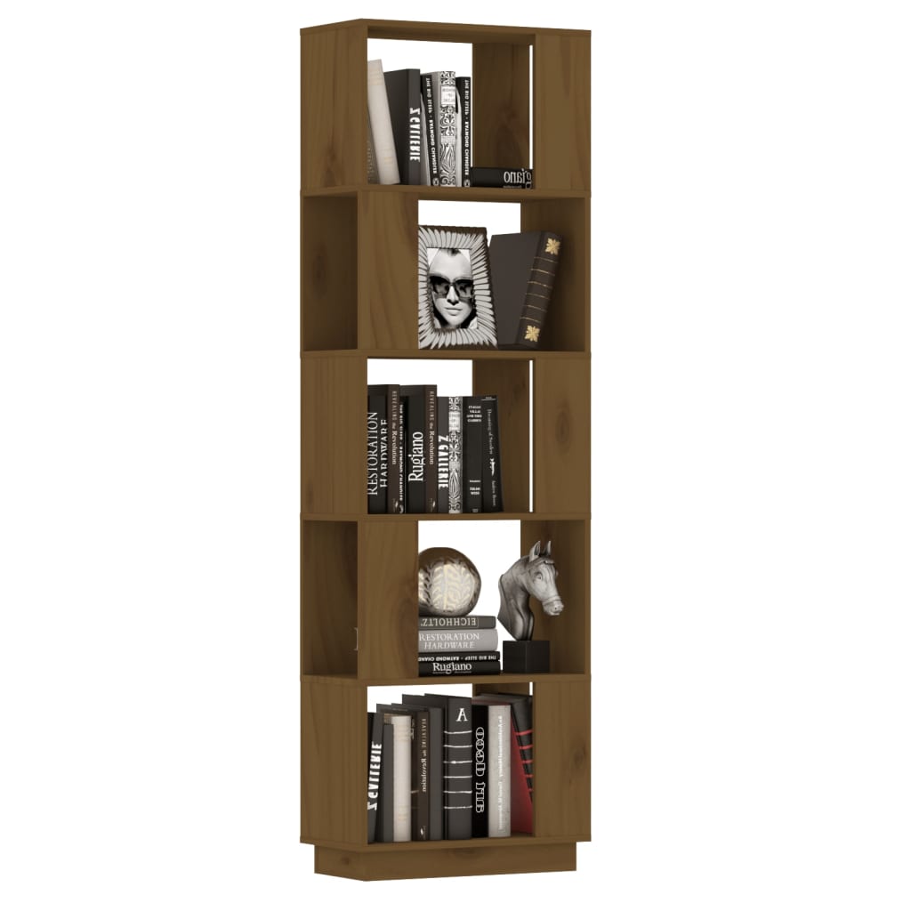 Libreria/Divisorio Ambrato 51x25x163,5cm Legno Massello di Pino