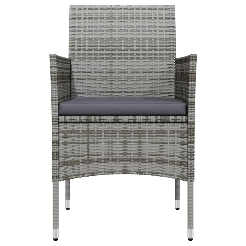 Set da Pranzo da Giardino 3 pz con Cuscini Grigio e Nero
