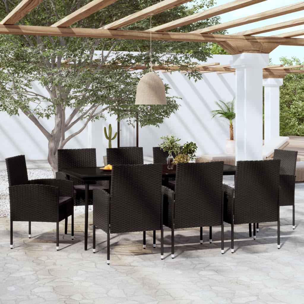 Set da Pranzo da Giardino 9 pz Nero