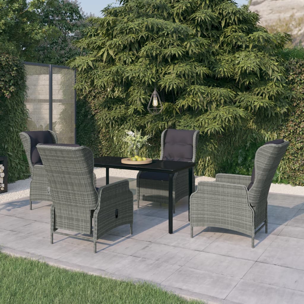 Set Mobili da Pranzo per Giardino 5 pz Grigio Chiaro