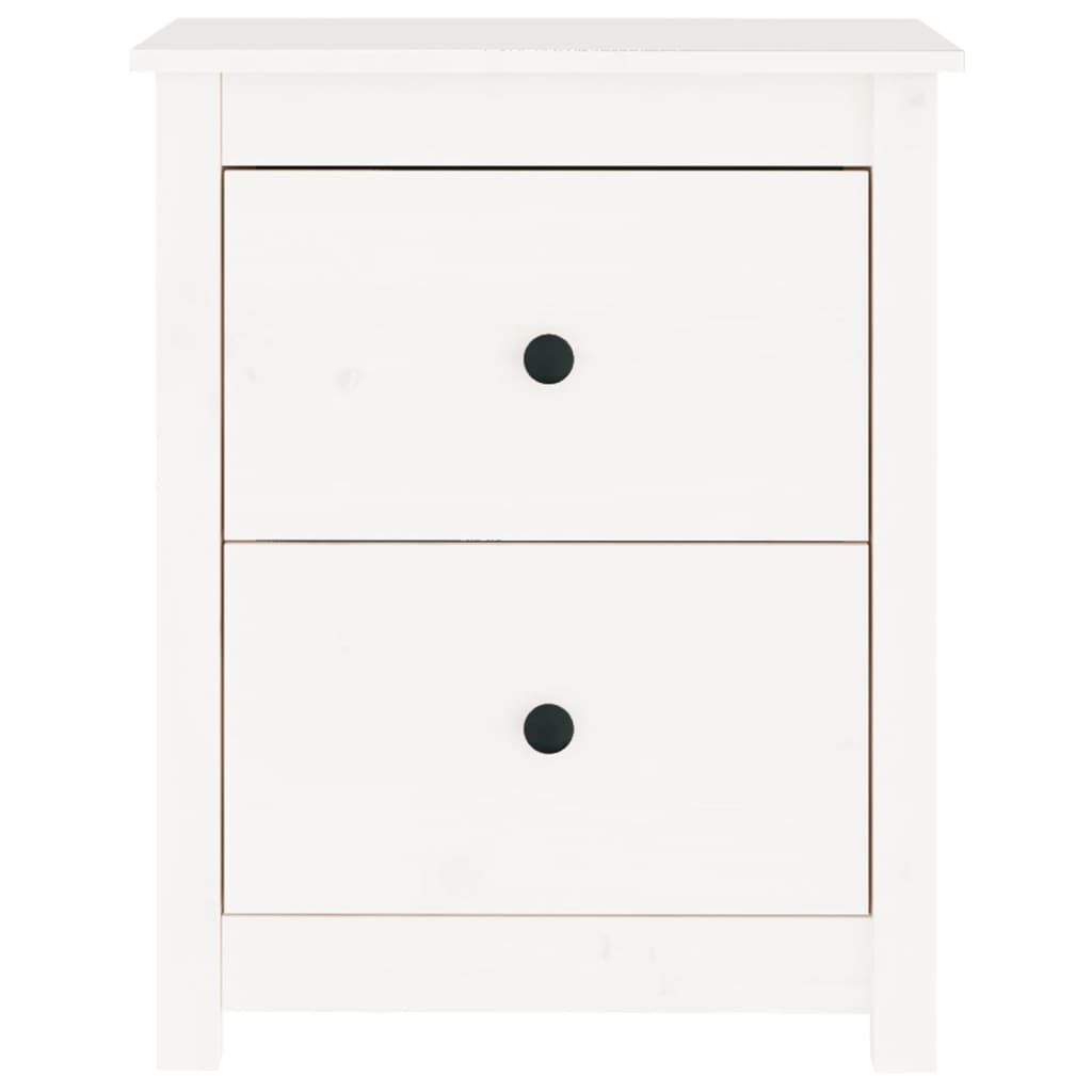 Comodini 2 pz Bianchi 50x35x61,5 cm in Legno Massello di Pino