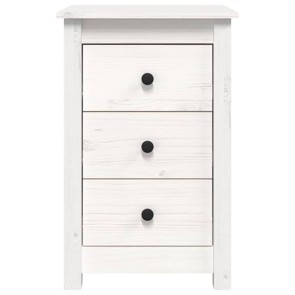 Comodini 2 pz Bianca 40x35x61,5 cm in Legno Massello di Pino