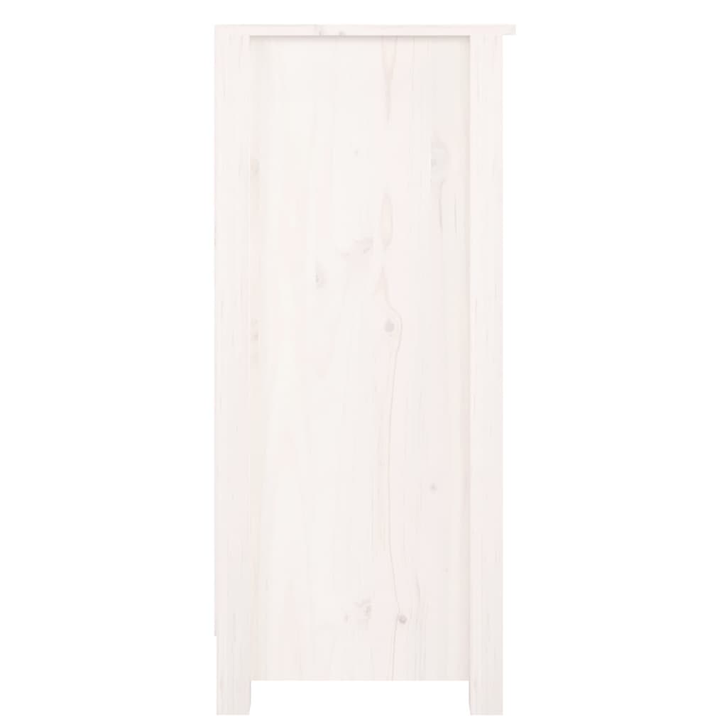 Credenza Bianca 70x35x80 cm in Legno Massello di Pino