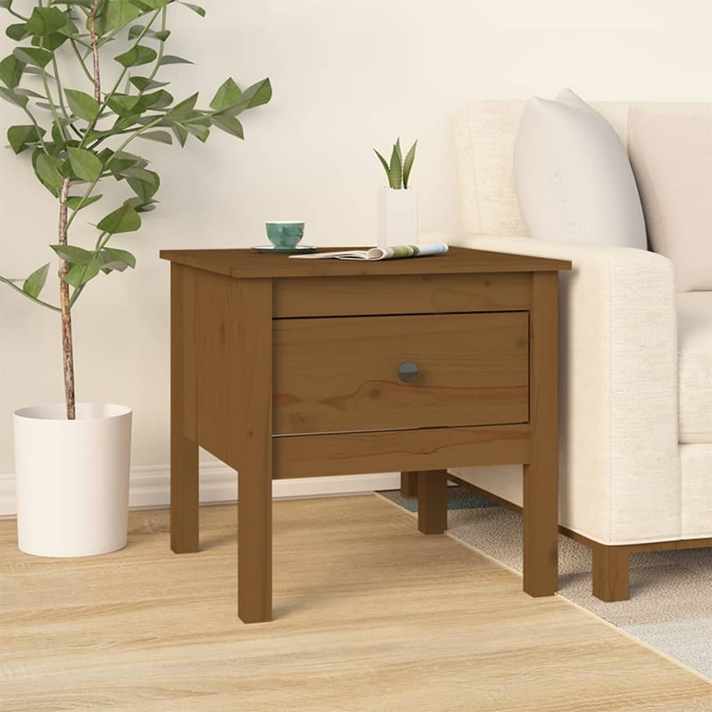 Tavolini 2 pz Marrone Ambrato 50x50x49cm Legno Massello di Pino