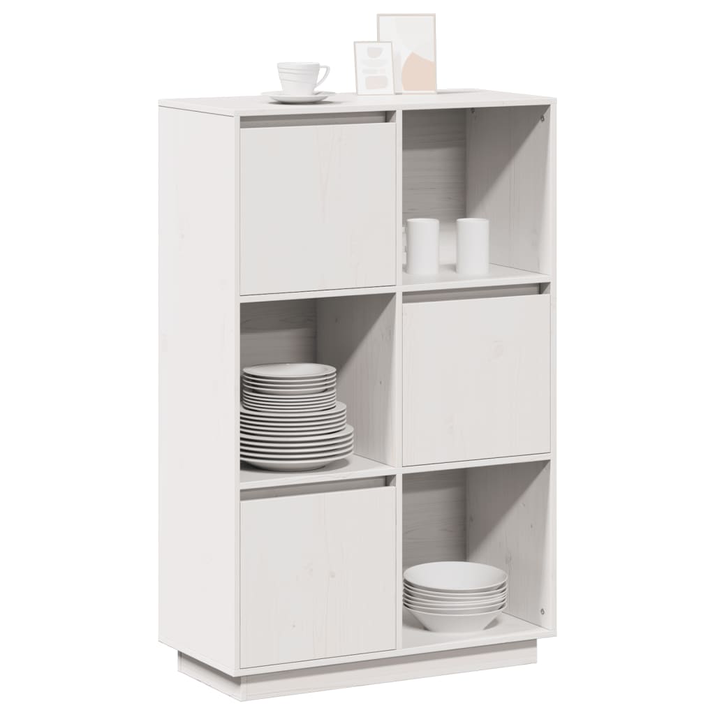 Credenza Bianca 74x35x117 cm in Legno Massello di Pino
