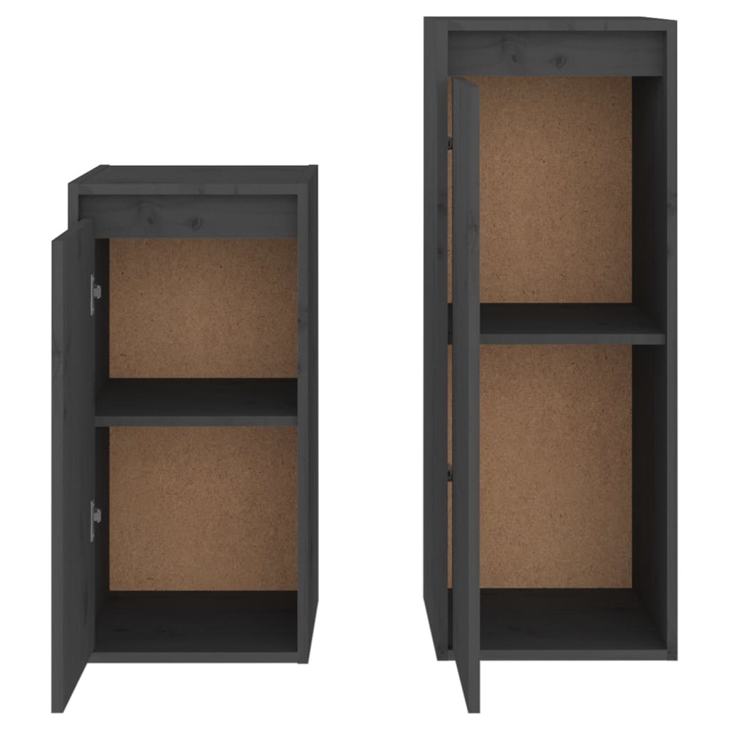Mobili Porta TV 2 pz Grigi in Legno Massello di Pino