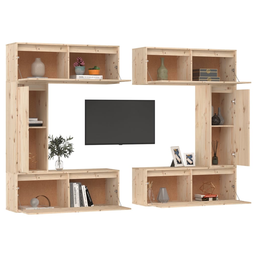 Mobili Porta TV 6 pz in Legno Massello di Pino