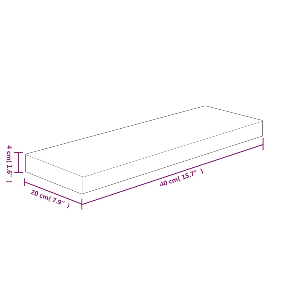 Ripiano 40x20x4 cm Legno Massello di Rovere Non Trattato