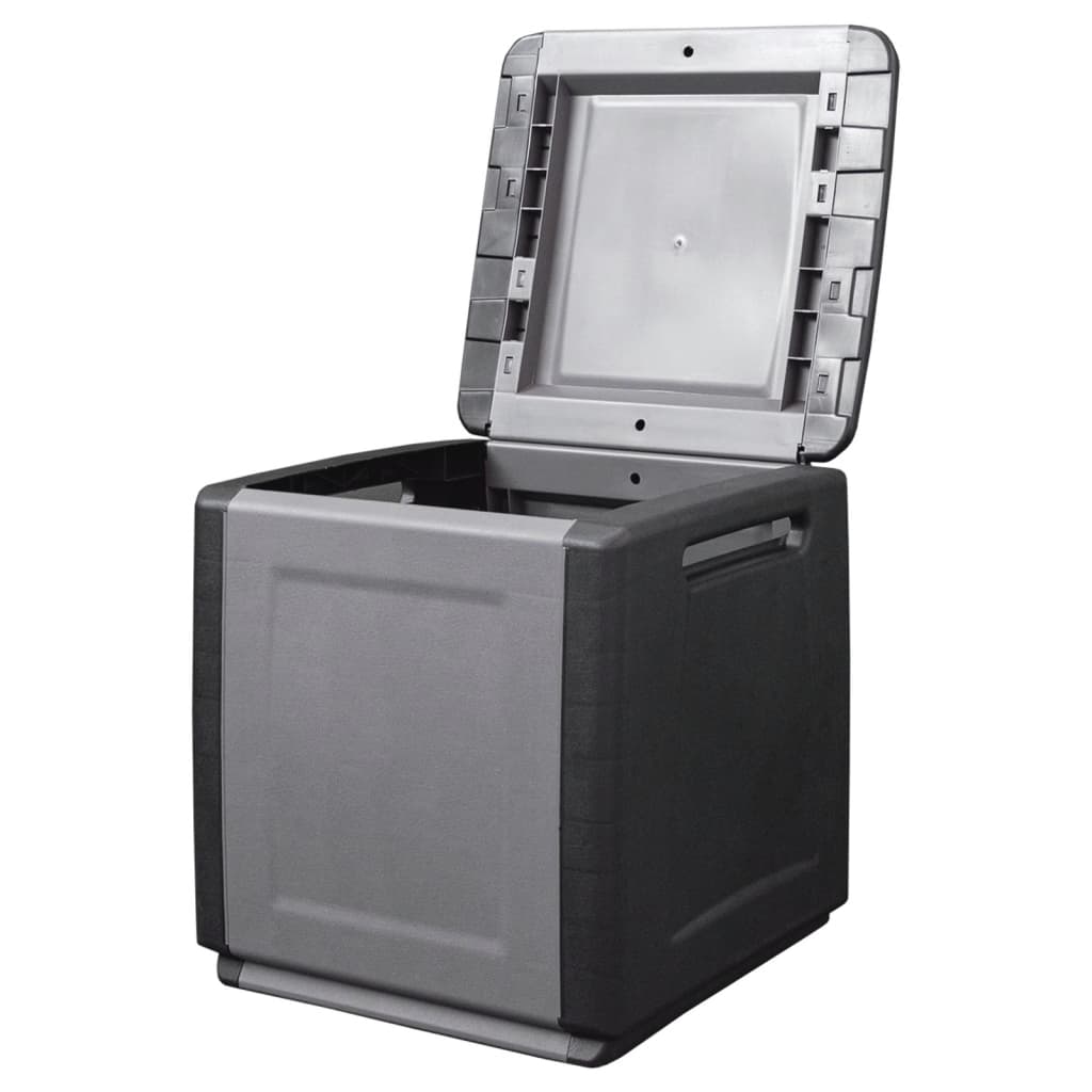 Contenitore da Giardino 54x53x57 cm 130 L Grigio Scuro e Nero