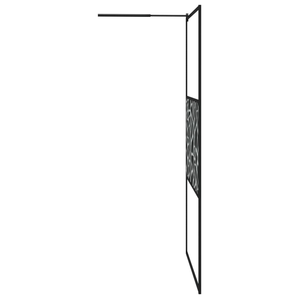 Parete Doccia Walk in 115x195 cm Vetro ESG e Design Pietre Nero