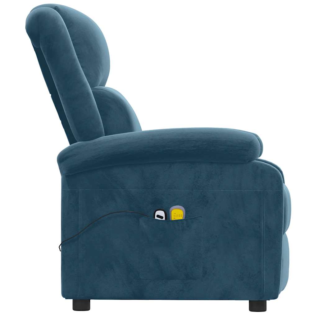 Poltrona Massaggiante Elettrica Blu in Velluto