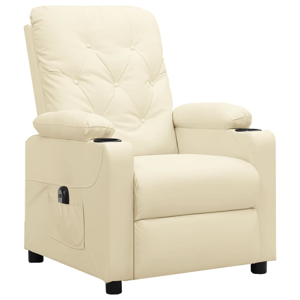 Poltrona Reclinabile Elettrica Crema in Similpelle