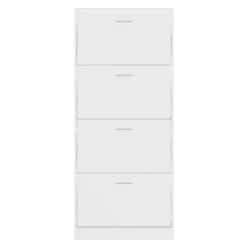 Scarpiera Bianco Lucido 63x24x147 cm in Legno Multistrato