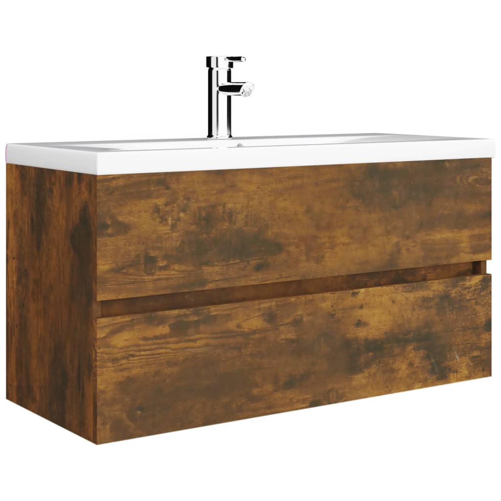 Mobile Sottolavabo Rovere Fumo 90x38,5x45 cm Legno Multistrato