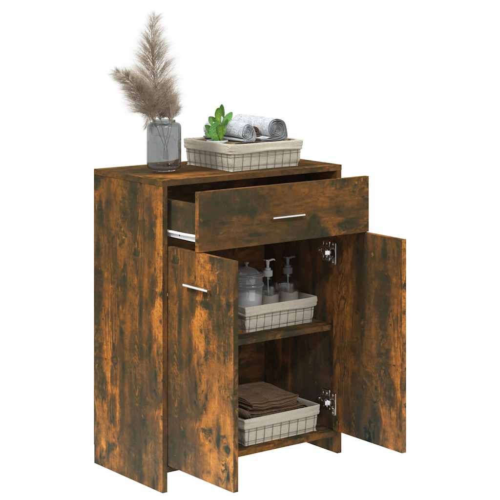 Armadietto Bagno Rovere Fumo 60x33x80 cm Legno tecnico