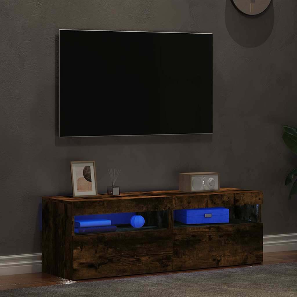 Mobili Porta TV con Luci LED 2 pz Rovere Fumo 60x35x40 cm