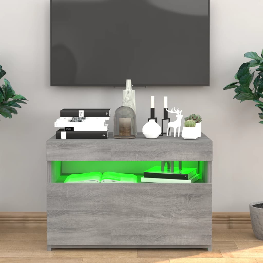 Mobile Porta TV con Luci LED Grigio Sonoma 60x35x40 cm