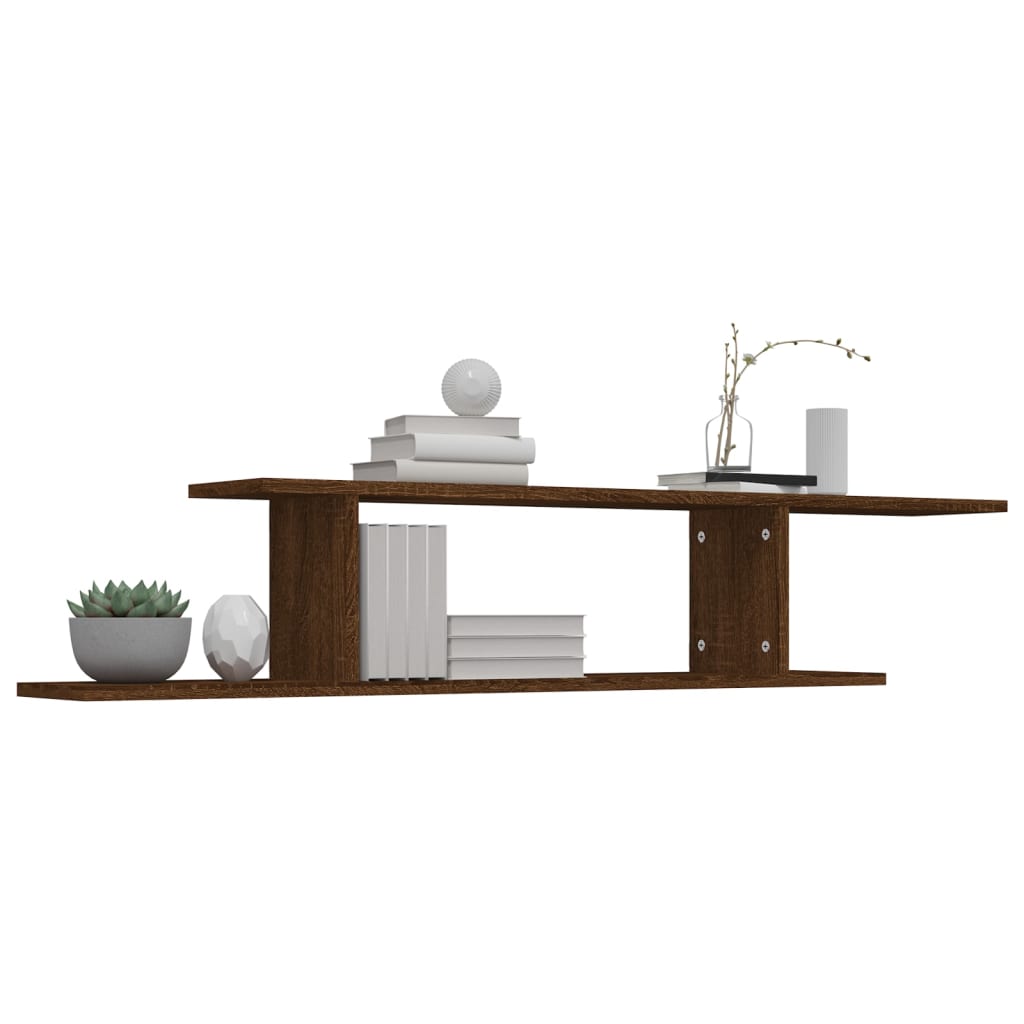 Scaffale TV Parete Rovere Marrone 125x18x23cm Legno Multistrato