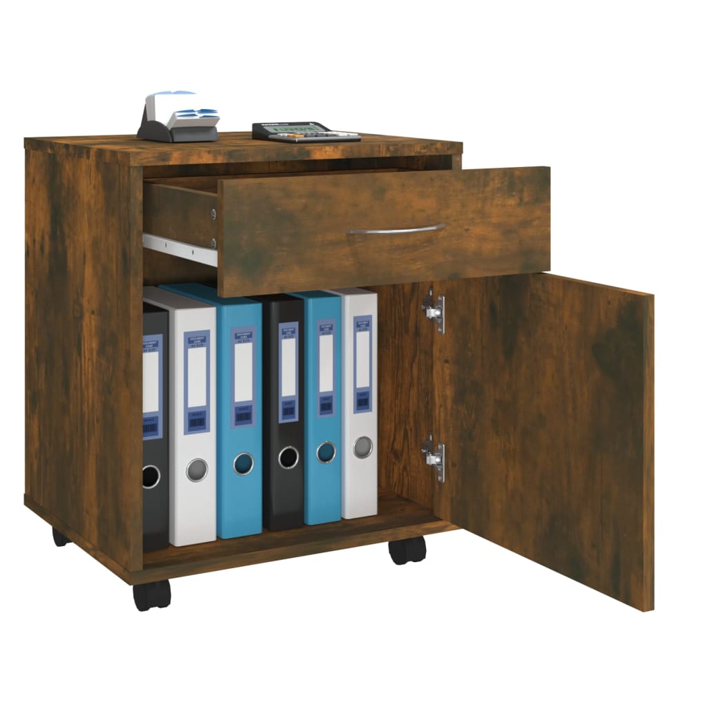 Armadietto con Ruote Rovere Fumo 45x38x54 cm Legno Multistrato