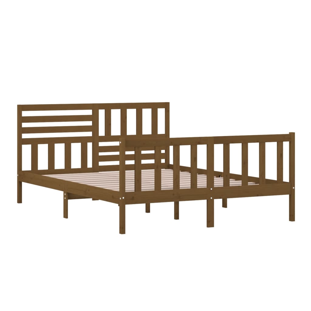 Giroletto senza Materasso Marrone Ambra King in Legno Massello