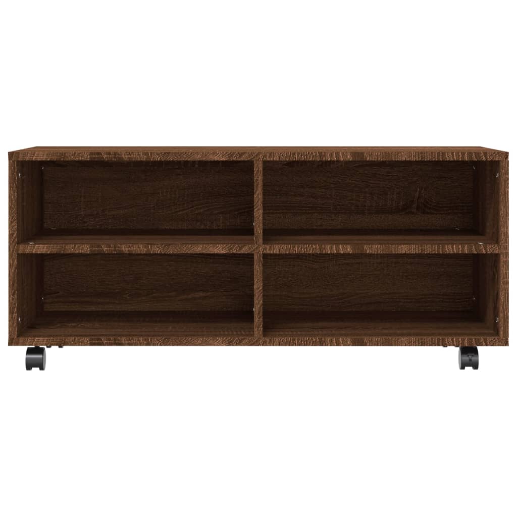 Mobile TV con Ruote Rovere Marrone 90x35x35cm Legno Multistrato
