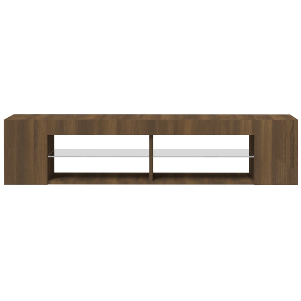 Mobile Porta TV con Luci LED Rovere Marrone 135x39x30 cm