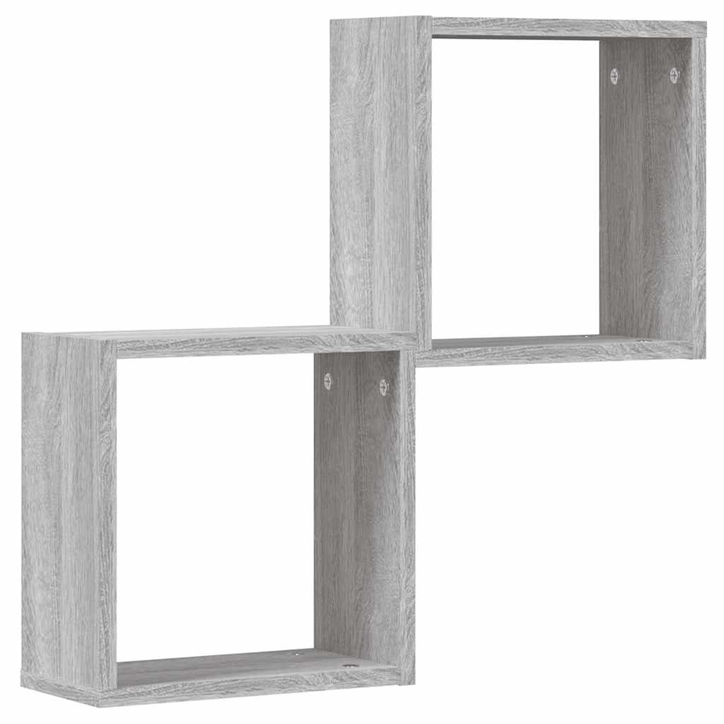 Mensole Parete a Cubo 2 pz Grigio Sonoma 30x15x30 cm