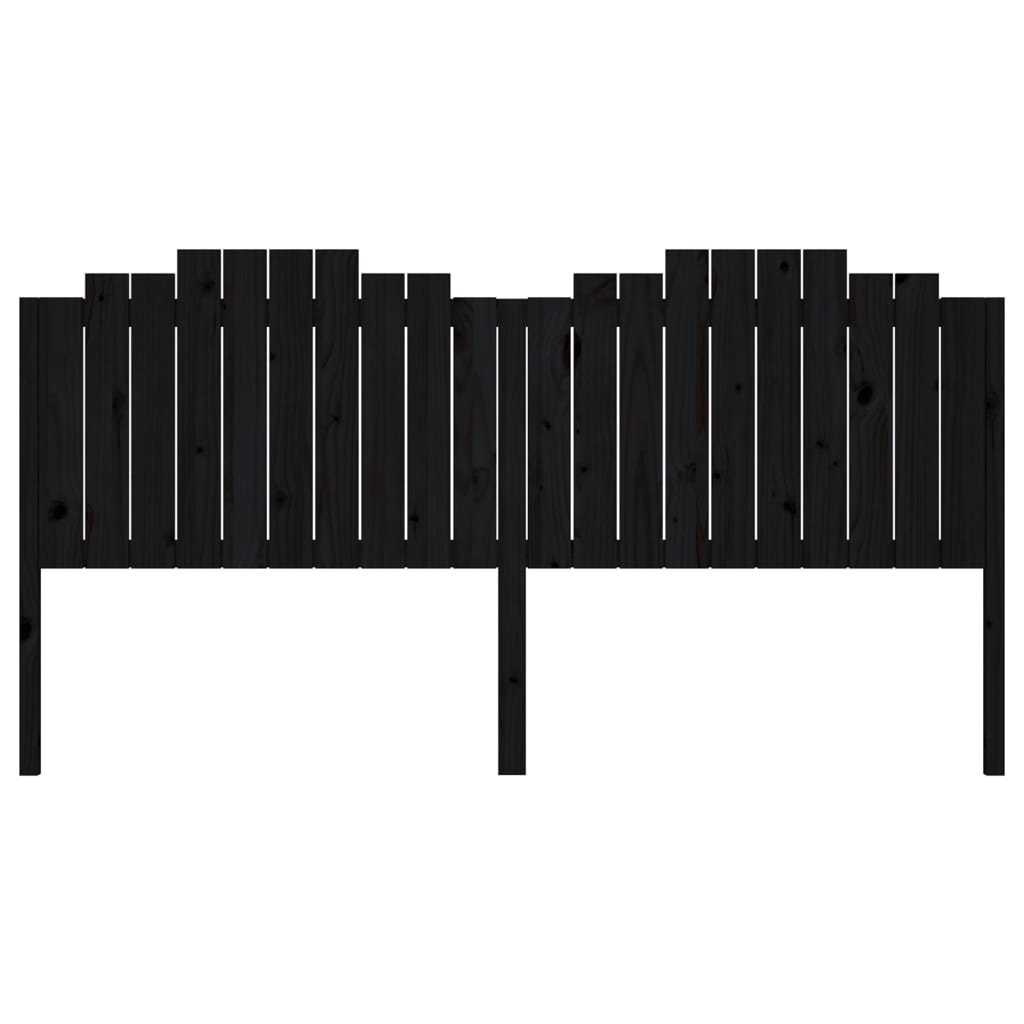Testiera per Letto Nera 206x4x110 cm in Legno Massello di Pino